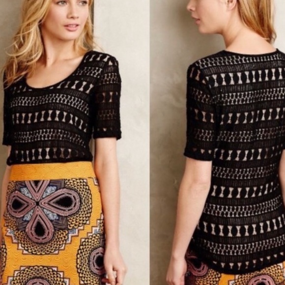 Anthropologie Tops - Anthropologie*CORAL*Wolven lacework tee